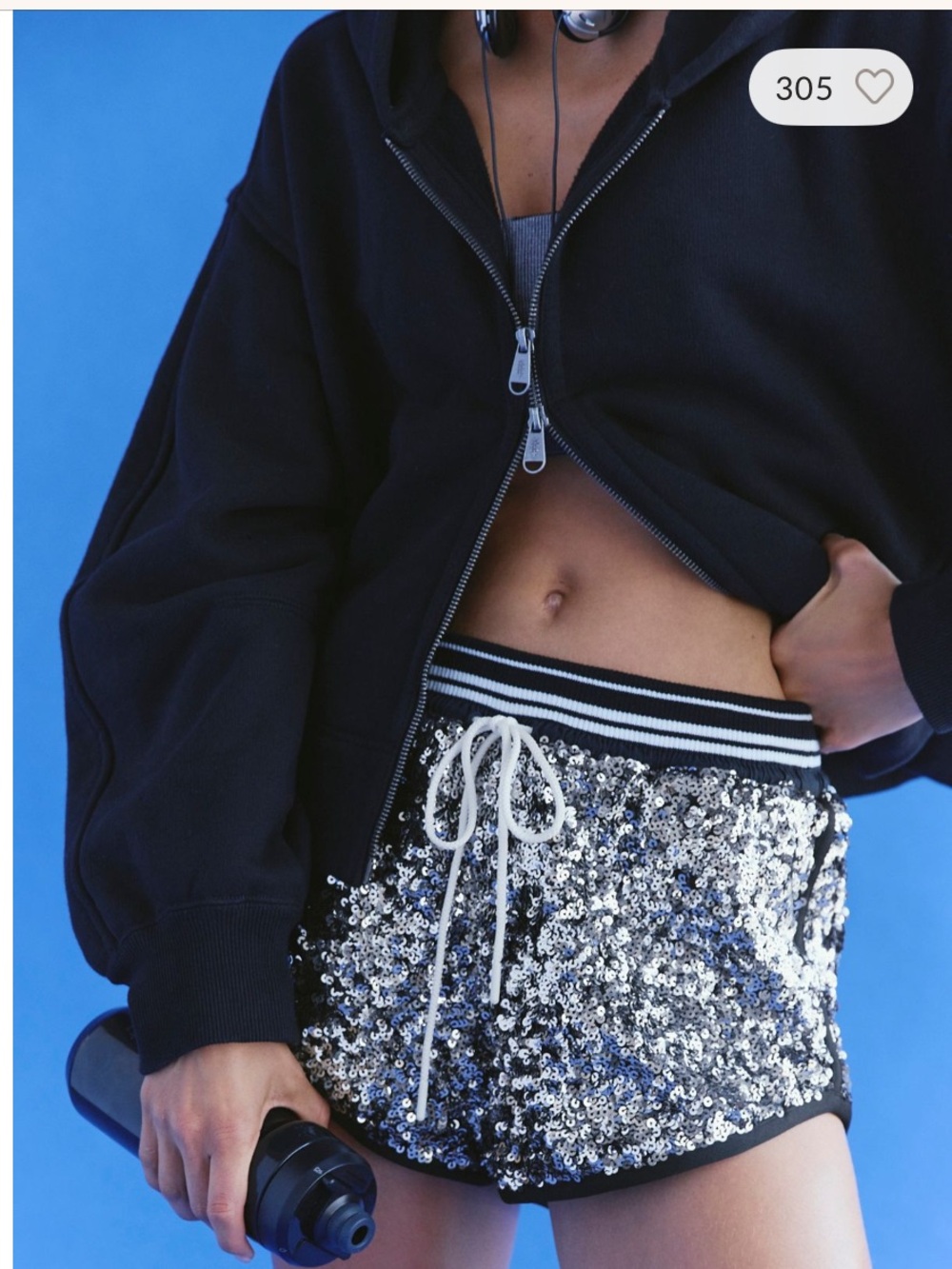 FP Movement by Free People Black & Silver Sequin Athletic Shorts